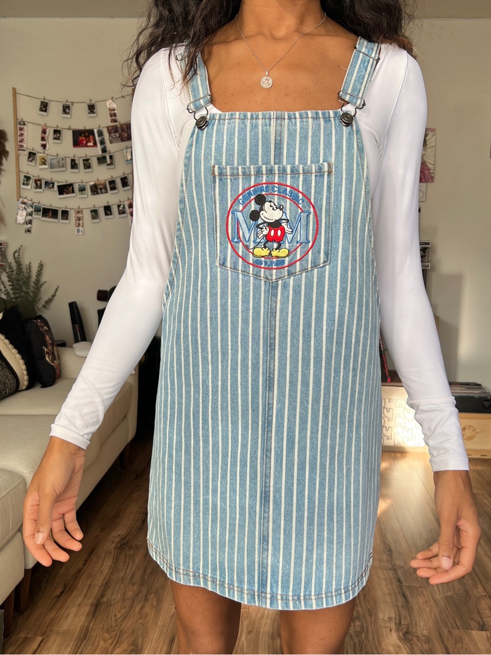 F21 x Disney Mickey Mouse Pinstripe Overall Dress - Picture 2 of 8